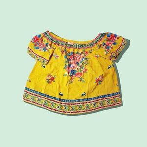 CuTe Peasant Blouse Vibrant Colors Sz Small Flying Tomato